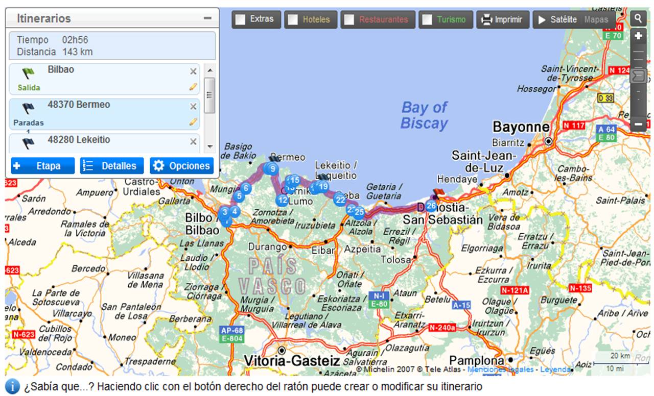 Distancia de Bilbao a San Sebastián por la costa